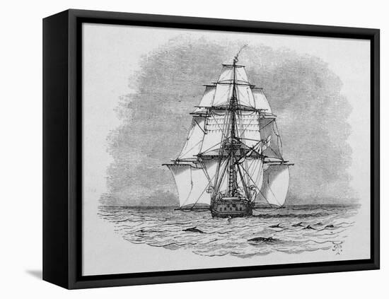 Hms Beagle Among Porpoises Charles Darwin's Research Ship-R.t. Pritchett-Framed Premier Image Canvas