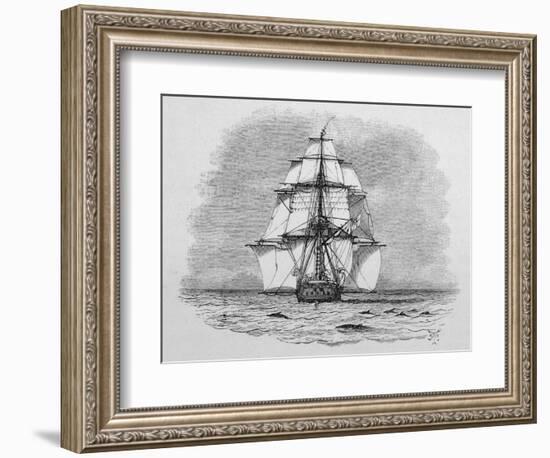 Hms Beagle Among Porpoises Charles Darwin's Research Ship-R.t. Pritchett-Framed Photographic Print