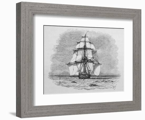 Hms Beagle Among Porpoises Charles Darwin's Research Ship-R.t. Pritchett-Framed Photographic Print