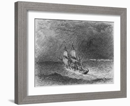 HMS Beagle, Darwin's Ship-RT Pritchett-Framed Art Print