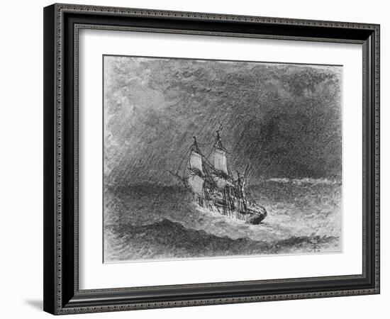 HMS Beagle, Darwin's Ship-RT Pritchett-Framed Art Print