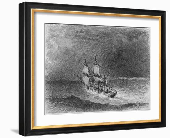 HMS Beagle, Darwin's Ship-RT Pritchett-Framed Art Print