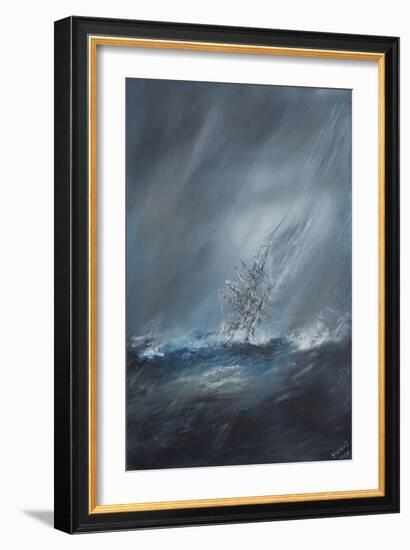 Hms Beagle in Storm Off Cape Horn-Vincent Booth-Framed Giclee Print