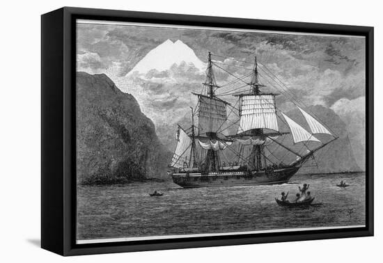 Hms "Beagle" the Ship in Which Charles Darwin Sailed in the Straits of Magellan-R.t. Pritchett-Framed Premier Image Canvas