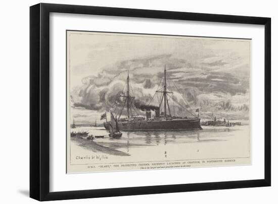 HMS Blake, the Protected Cruiser Recently Launched at Chatham, in Portsmouth Harbour-Charles William Wyllie-Framed Giclee Print