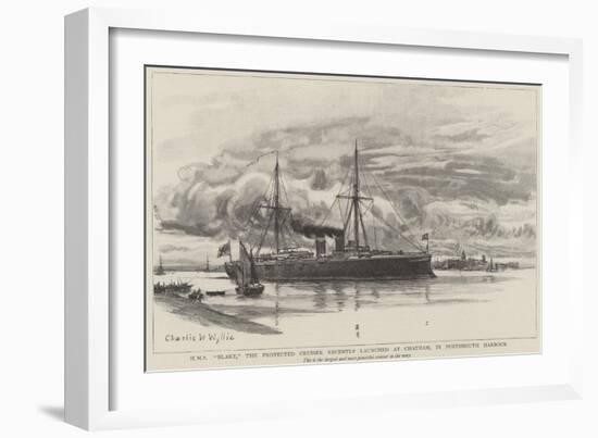 HMS Blake, the Protected Cruiser Recently Launched at Chatham, in Portsmouth Harbour-Charles William Wyllie-Framed Giclee Print
