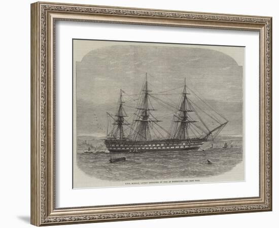 HMS Bombay, Lately Destroyed by Fire at Montevideo-Edwin Weedon-Framed Premium Giclee Print