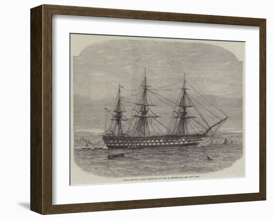 HMS Bombay, Lately Destroyed by Fire at Montevideo-Edwin Weedon-Framed Giclee Print