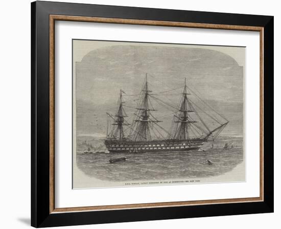 HMS Bombay, Lately Destroyed by Fire at Montevideo-Edwin Weedon-Framed Giclee Print