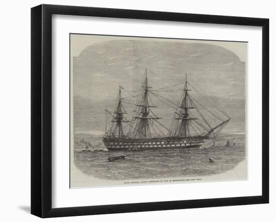 HMS Bombay, Lately Destroyed by Fire at Montevideo-Edwin Weedon-Framed Giclee Print