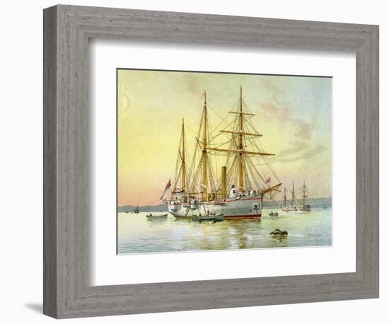 HMS Bramble, Royal Navy 1st Class Gunboat, C1890-C1893-William Frederick Mitchell-Framed Giclee Print