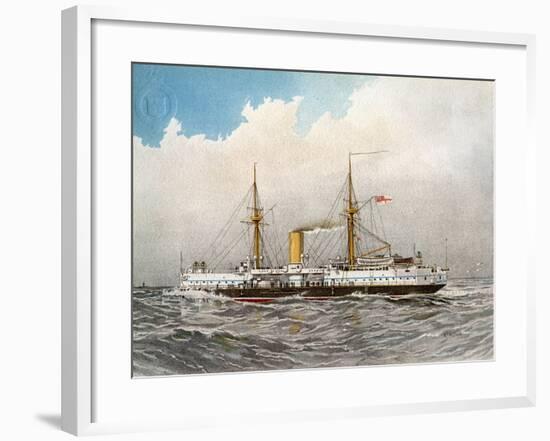 HMS Colossus, Royal Navy 2nd Class Battleship, C1890-C1893-William Frederick Mitchell-Framed Giclee Print