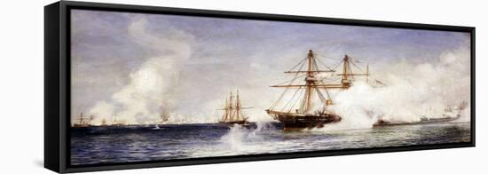 HMS 'Condor' during the Bombing of Alexandria (Egypt), July 11, 1882-William Lionel Wyllie-Framed Premier Image Canvas