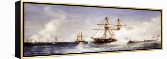 HMS 'Condor' during the Bombing of Alexandria (Egypt), July 11, 1882-William Lionel Wyllie-Framed Premier Image Canvas