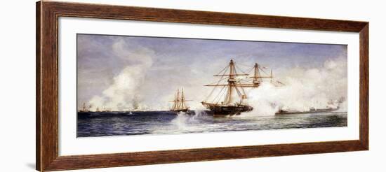 HMS 'Condor' during the Bombing of Alexandria (Egypt), July 11, 1882-William Lionel Wyllie-Framed Giclee Print