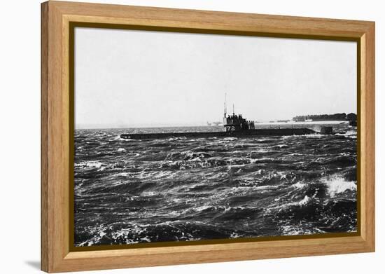 HMS D2 Leaving Portsmouth Harbour-null-Framed Premier Image Canvas