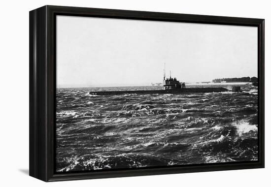 HMS D2 Leaving Portsmouth Harbour-null-Framed Premier Image Canvas