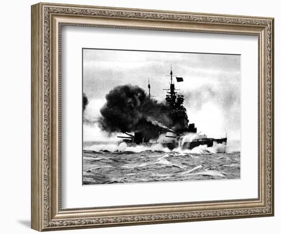 HMS 'Duke of York' Firing a Broadside; Second World War-null-Framed Photographic Print