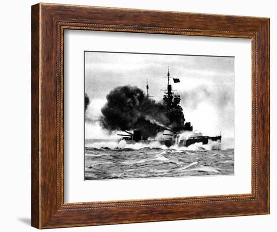 HMS 'Duke of York' Firing a Broadside; Second World War-null-Framed Photographic Print