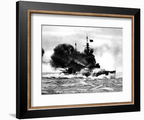 HMS 'Duke of York' Firing a Broadside; Second World War-null-Framed Photographic Print