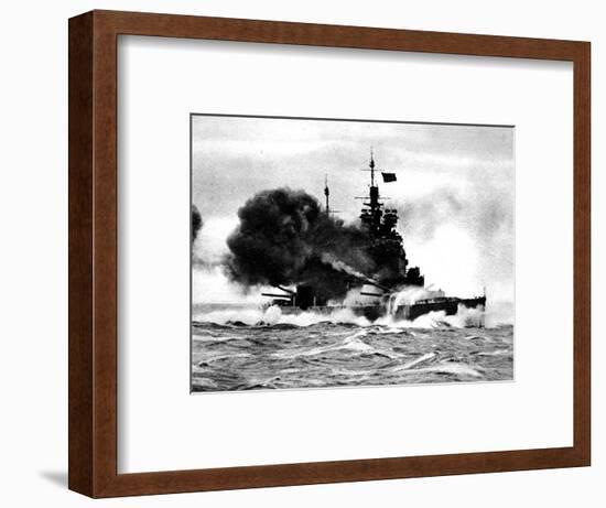 HMS 'Duke of York' Firing a Broadside; Second World War-null-Framed Photographic Print