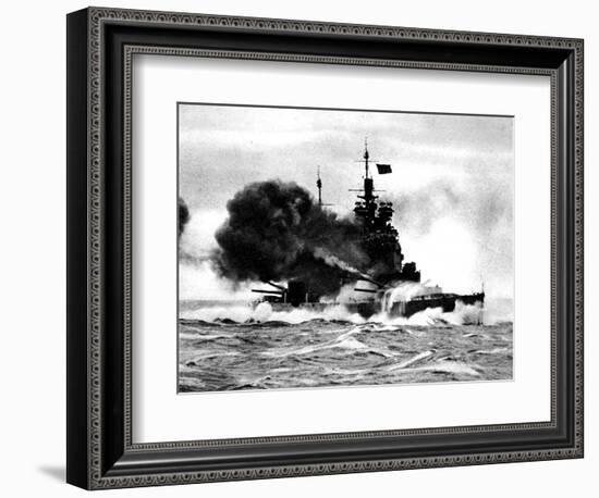 HMS 'Duke of York' Firing a Broadside; Second World War-null-Framed Photographic Print