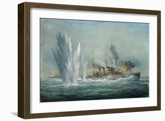 Hms Exeter Engaging in the Graf Spree at the Battle of the River Plate, 2009-Richard Willis-Framed Giclee Print