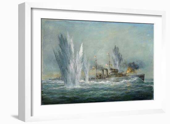 Hms Exeter Engaging in the Graf Spree at the Battle of the River Plate, 2009-Richard Willis-Framed Giclee Print