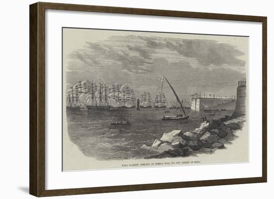 HMS Glasgow Arriving at Bombay with the New Viceroy of India-null-Framed Giclee Print