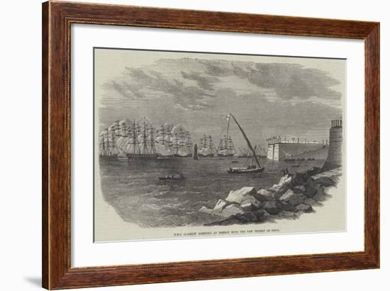 HMS Glasgow Arriving at Bombay with the New Viceroy of India-null-Framed Giclee Print