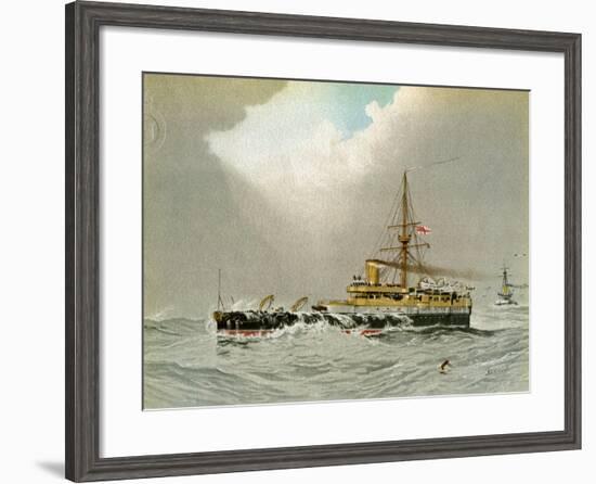 HMS Hero, Royal Navy 2nd Class Battleship, C1890-C1893-William Frederick Mitchell-Framed Giclee Print