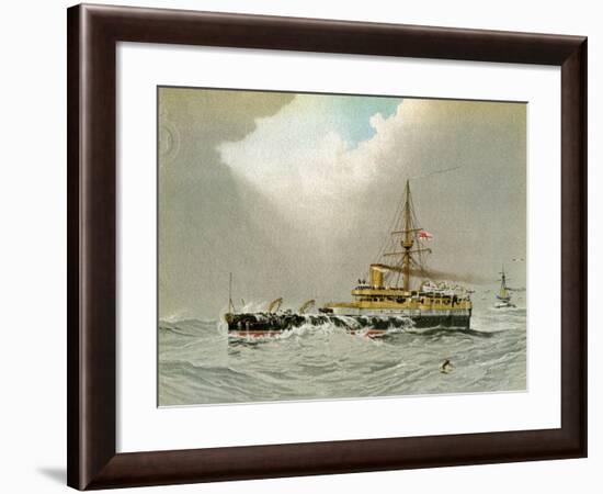 HMS Hero, Royal Navy 2nd Class Battleship, C1890-C1893-William Frederick Mitchell-Framed Giclee Print