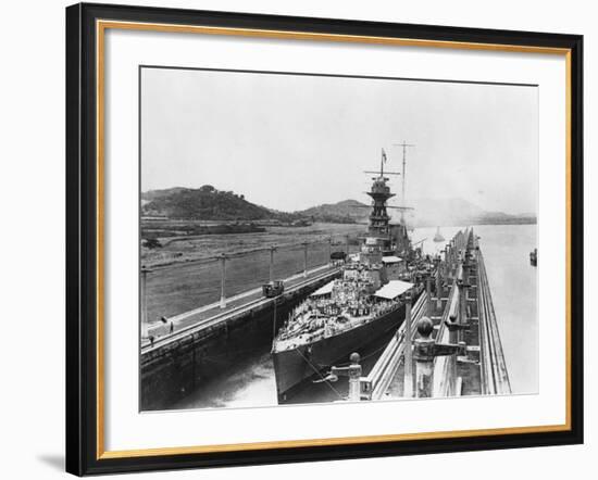 HMS Hood in Panama Canal-null-Framed Photographic Print