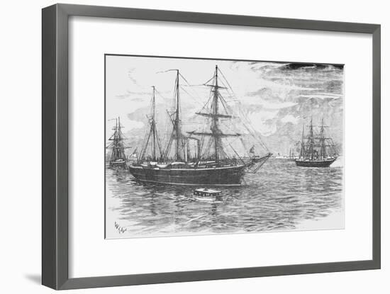 'HMS Iris, with the Gunboats Beacon and Decoy, Blockading Damietta', c1882-Unknown-Framed Giclee Print