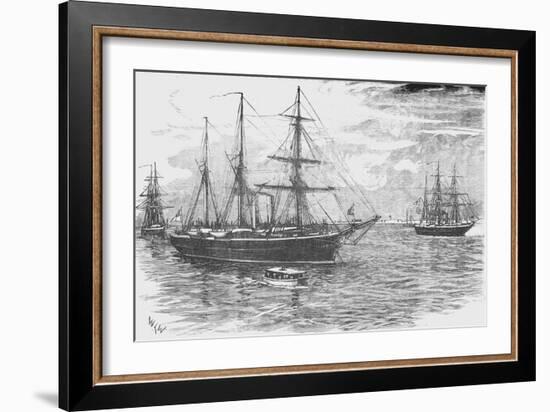 'HMS Iris, with the Gunboats Beacon and Decoy, Blockading Damietta', c1882-Unknown-Framed Giclee Print