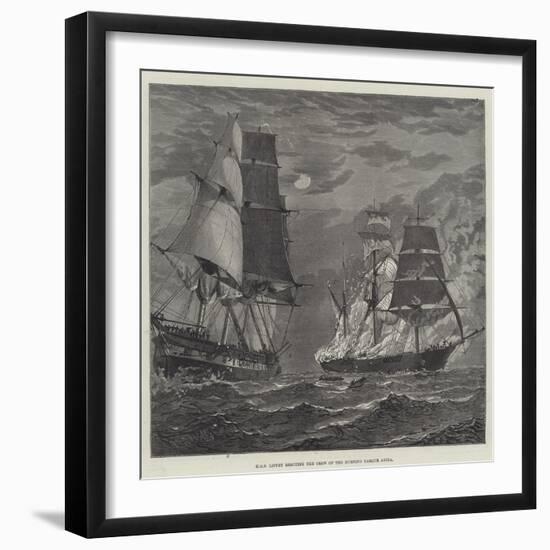 HMS Liffey Rescuing the Crew of the Burning Barque Anita-null-Framed Giclee Print