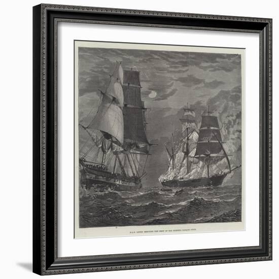 HMS Liffey Rescuing the Crew of the Burning Barque Anita-null-Framed Giclee Print