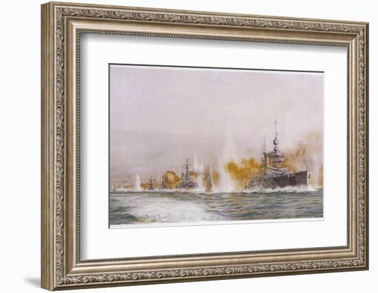 Hms "Lion" Leads the Battle- Cruisers into the Fray at the Battle of Jutland-William Lionel Wyllie-Framed Photographic Print