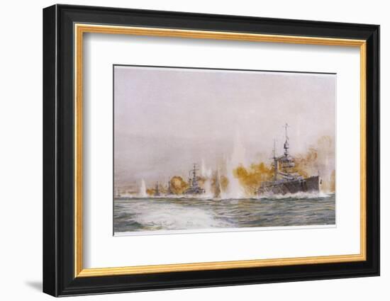 Hms "Lion" Leads the Battle- Cruisers into the Fray at the Battle of Jutland-William Lionel Wyllie-Framed Photographic Print