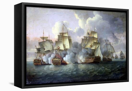 HMS 'Mediator' Engaging French and American Vessels, 11-12 December 1782, 1783 (Oil on Canvas)-Thomas Luny-Framed Premier Image Canvas