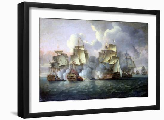 HMS 'Mediator' Engaging French and American Vessels, 11-12 December 1782, 1783 (Oil on Canvas)-Thomas Luny-Framed Giclee Print