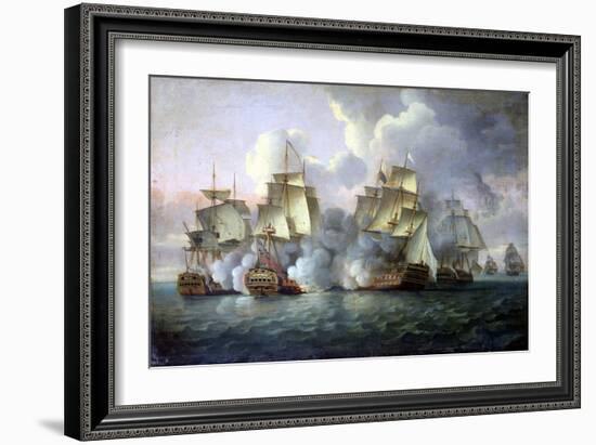 HMS 'Mediator' Engaging French and American Vessels, 11-12 December 1782, 1783 (Oil on Canvas)-Thomas Luny-Framed Giclee Print