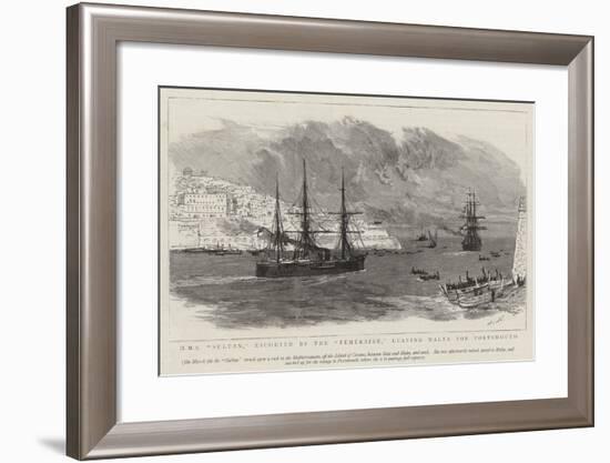 HMS Sultan, Escorted by the Temeraire, Leaving Malta for Portsmouth-Joseph Nash-Framed Giclee Print