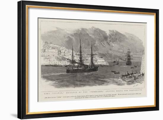 HMS Sultan, Escorted by the Temeraire, Leaving Malta for Portsmouth-Joseph Nash-Framed Giclee Print
