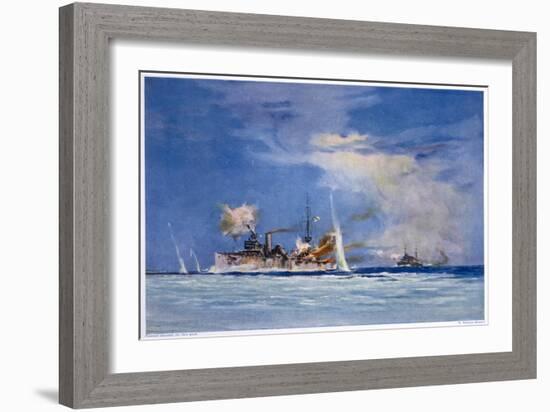 Hms Sydney Opens Fire on the German Cruiser Emden-Maurice Randall-Framed Art Print