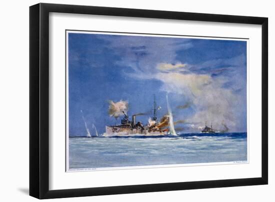 Hms Sydney Opens Fire on the German Cruiser Emden-Maurice Randall-Framed Art Print