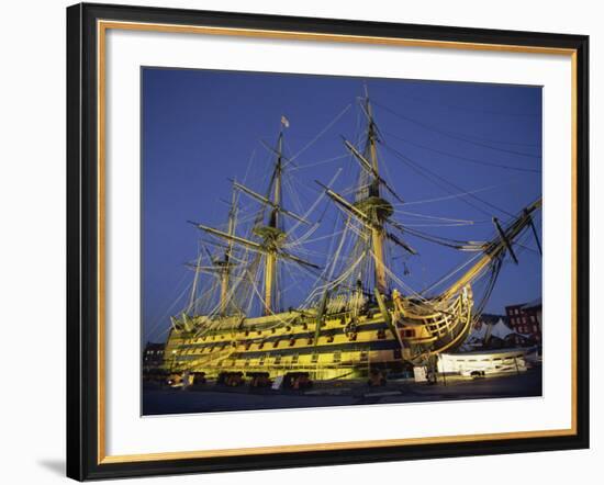 Hms Victory at Night, Portsmouth Dockyard, Portsmouth, Hampshire, England, United Kingdom, Europe-Jean Brooks-Framed Photographic Print