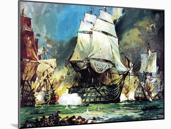 Hms Victory at the Battle of Trafalgar-McConnell-Mounted Giclee Print