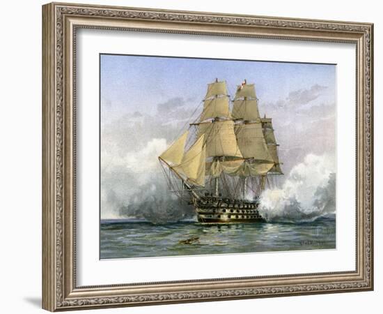 HMS Victory, British Warship, C1890-C1893-William Frederick Mitchell-Framed Giclee Print