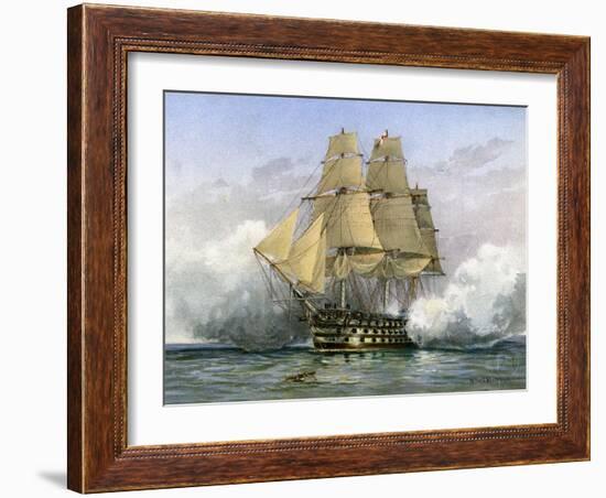 HMS Victory, British Warship, C1890-C1893-William Frederick Mitchell-Framed Giclee Print